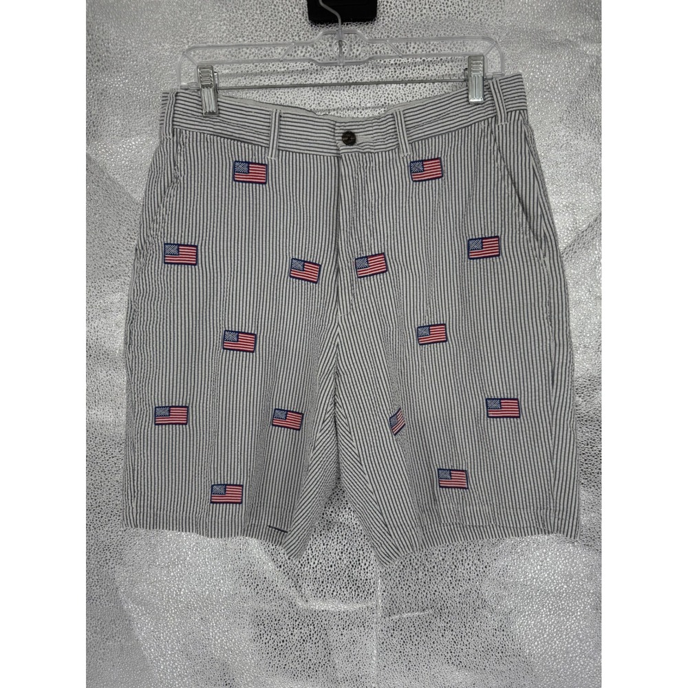 Castaway Nantucket Island‎ Men Striped Flag Shorts Size 32 Patriotic USA